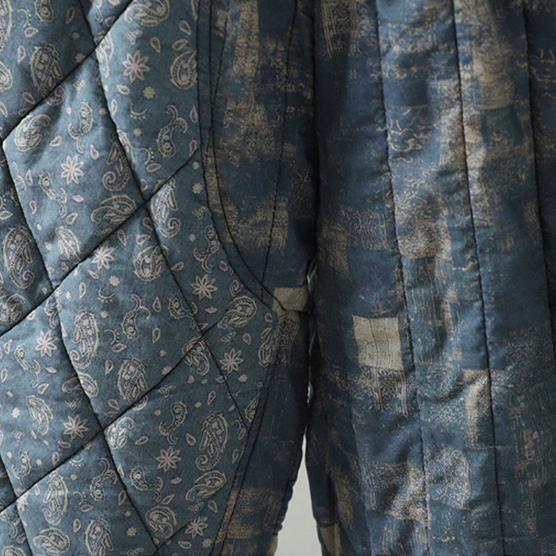 Pantaloni harem da donna in cotone con elastico in vita, patchwork a forma di diamante quadrato invernale Buddha Stones con tasche - image 14