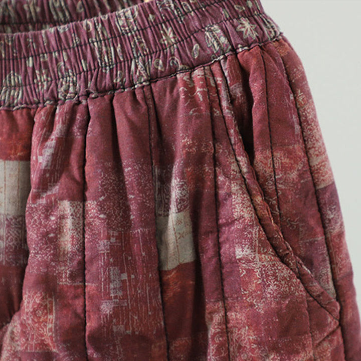 Pantaloni harem da donna in cotone con elastico in vita, patchwork a forma di diamante quadrato invernale Buddha Stones con tasche - image 6