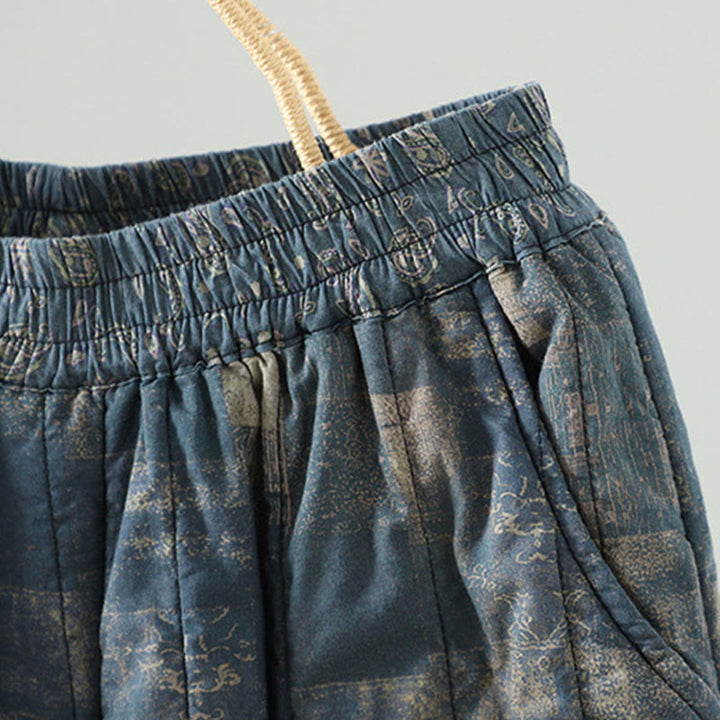 Pantaloni harem da donna in cotone con elastico in vita, patchwork a forma di diamante quadrato invernale Buddha Stones con tasche - image 13