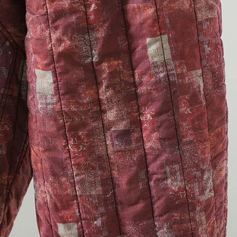 Pantaloni harem da donna in cotone con elastico in vita, patchwork a forma di diamante quadrato invernale Buddha Stones con tasche - image 9