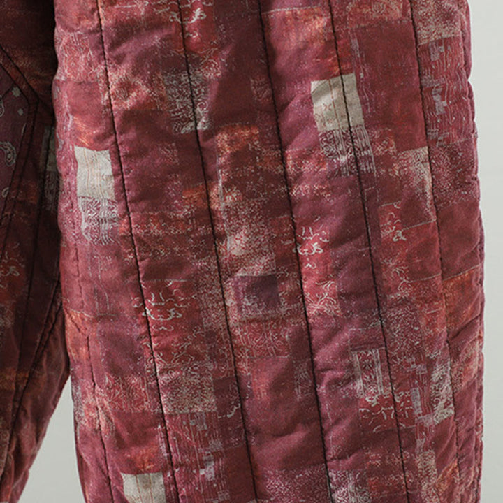 Pantaloni harem da donna in cotone con elastico in vita, patchwork a forma di diamante quadrato invernale Buddha Stones con tasche - image 9