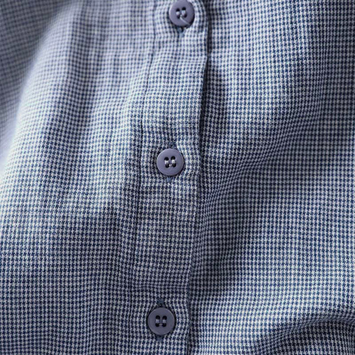 Camicia da donna in cotone a maniche lunghe con colletto a volant e piccoli bottoni a quadri Buddha Stones Fall - image 7