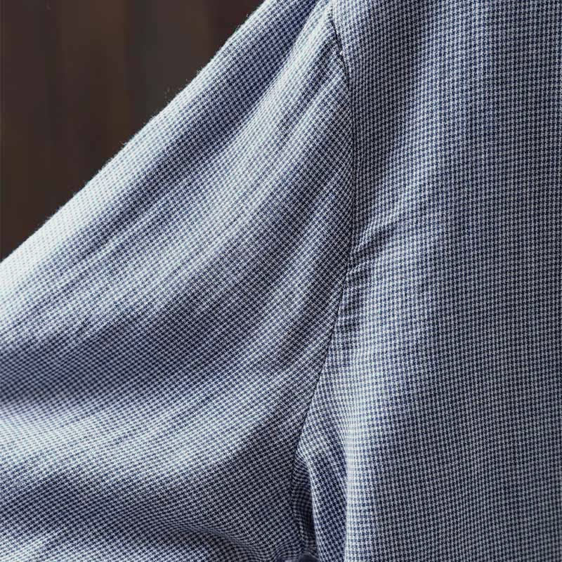 Camicia da donna in cotone a maniche lunghe con colletto a volant e piccoli bottoni a quadri Buddha Stones Fall - image 8