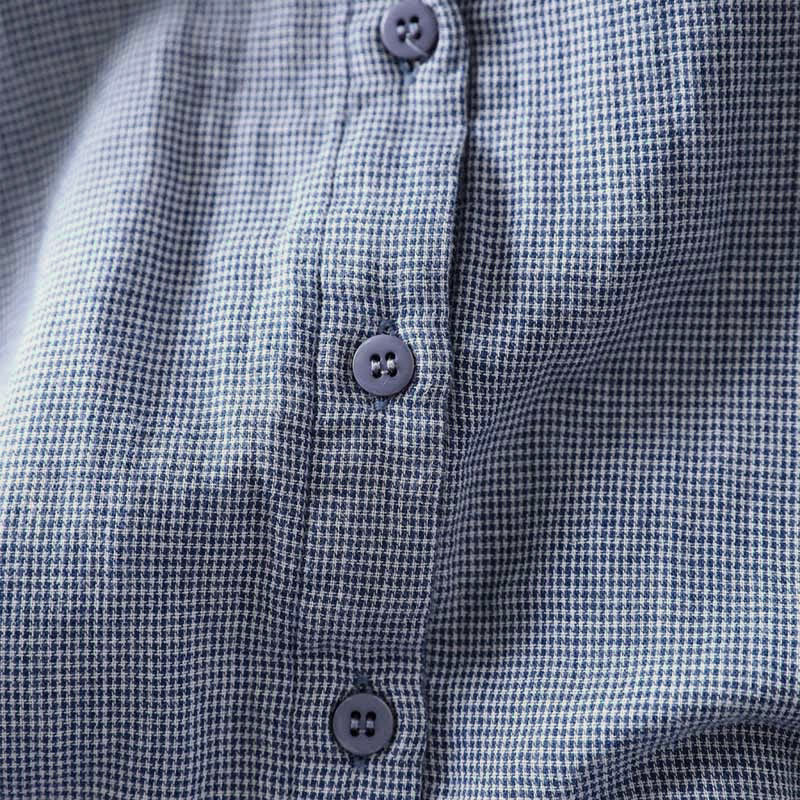 Camicia da donna in cotone a maniche lunghe con colletto a volant e piccoli bottoni a quadri Buddha Stones Fall - image 7