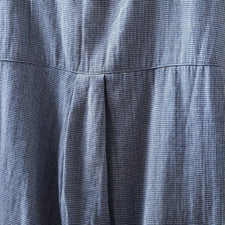 Camicia da donna in cotone a maniche lunghe con colletto a volant e piccoli bottoni a quadri Buddha Stones Fall - image 6