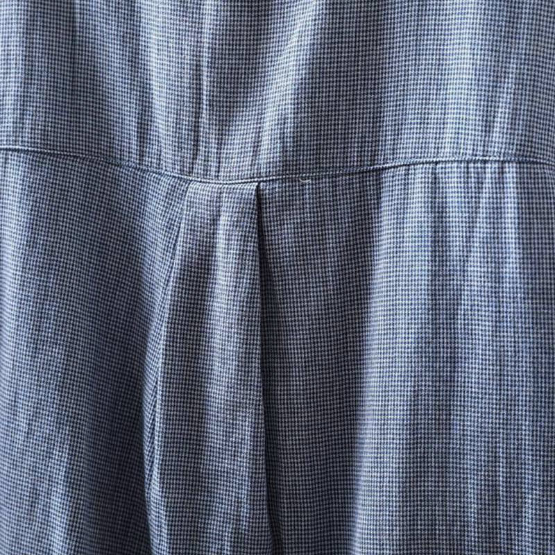 Camicia da donna in cotone a maniche lunghe con colletto a volant e piccoli bottoni a quadri Buddha Stones Fall - image 6