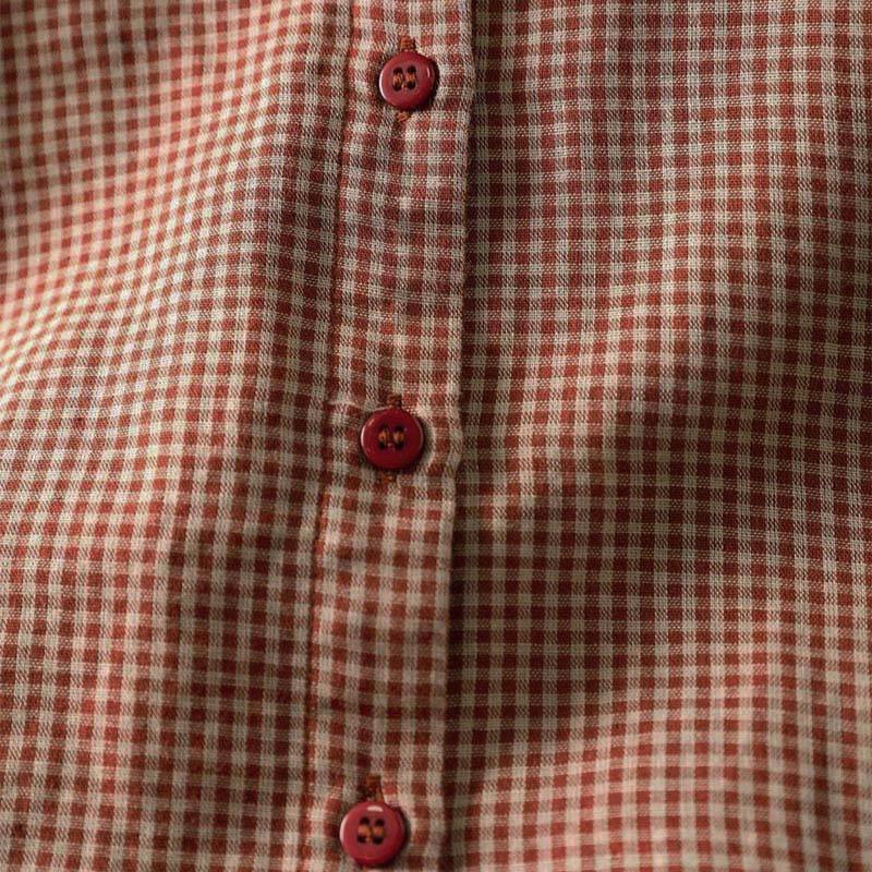 Camicia da donna in cotone a maniche lunghe con colletto a volant e bottoni a quadri piccoli Buddha Stones Fall - image 7