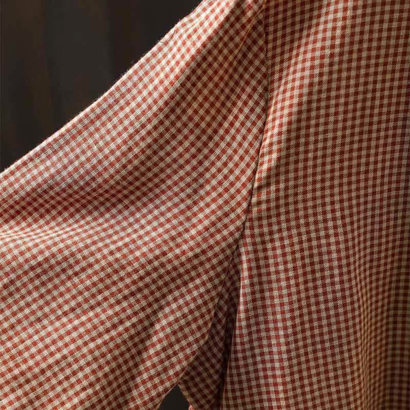 Camicia da donna in cotone a maniche lunghe con colletto a volant e bottoni a quadri piccoli Buddha Stones Fall - image 9