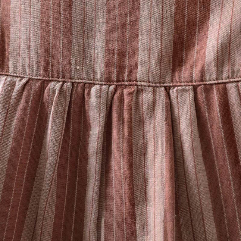 Camicia da donna in cotone a maniche lunghe con colletto rialzato e righe verticali autunnali Buddha Stones - image 19