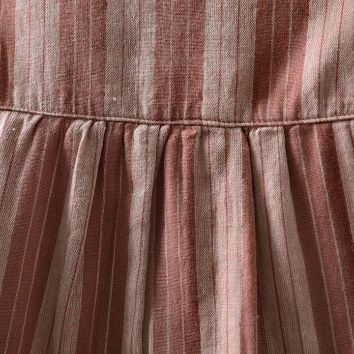 Camicia da donna in cotone a maniche lunghe con colletto rialzato e righe verticali autunnali Buddha Stones - image 19