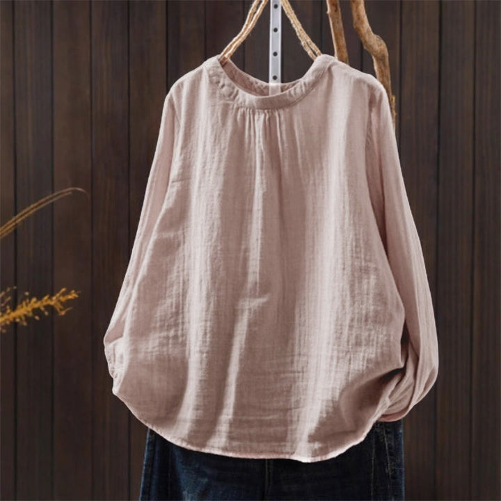 Camicia da donna in cotone a maniche lunghe con scollo rotondo e bottoni sul retro, motivo Buddha Stones Fall - Rosa - US6, UK/AU10, EU38 (L) - image 0