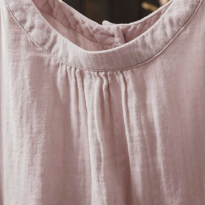 Camicia da donna in cotone a maniche lunghe con scollo rotondo e bottoni sul retro, motivo Buddha Stones Fall - image 4