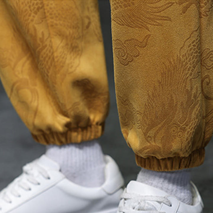 Set di 2 pezzi Buddha Stones Spring Dragon Bamboo Clouds da uomo Tang Suit Frog-Bottone in cotone Giacca a maniche lunghe Pantaloni con tasche - image 20