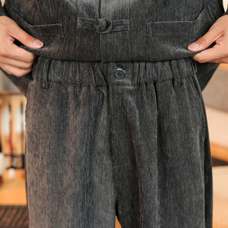 Set di 2 giacche e pantaloni invernali spessi da uomo in velluto a coste di cotone con bottoni a rana, con tasche e maniche lunghe , Buddha Stones - image 20