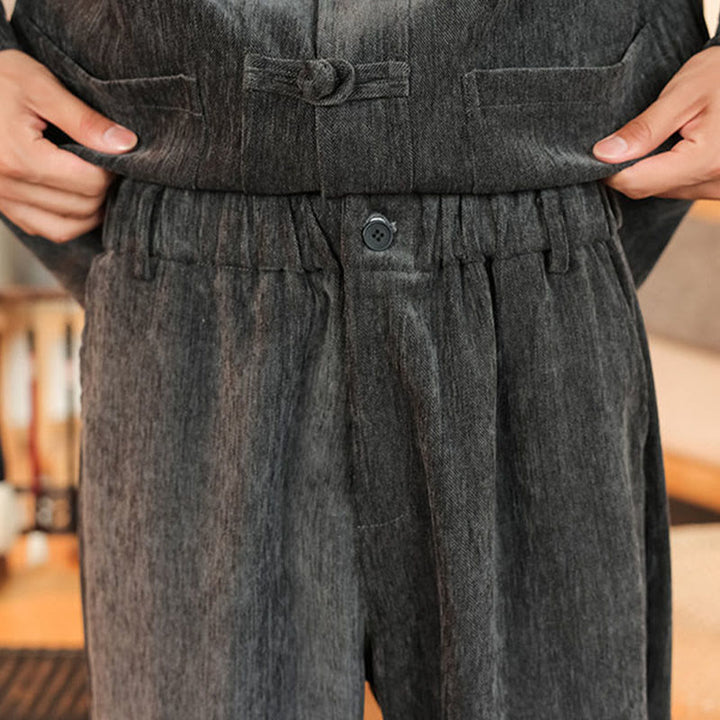 Set di 2 giacche e pantaloni invernali spessi da uomo in velluto a coste di cotone con bottoni a rana, con tasche e maniche lunghe , Buddha Stones - image 20