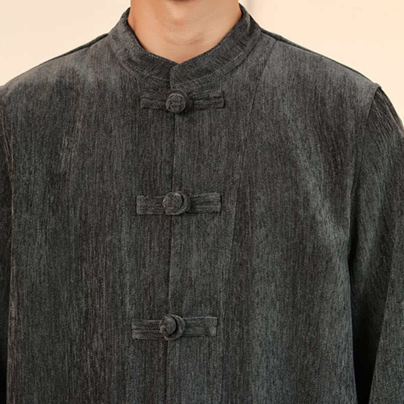 Set di 2 giacche e pantaloni invernali spessi da uomo in velluto a coste di cotone con bottoni a rana, con tasche e maniche lunghe , Buddha Stones - image 19