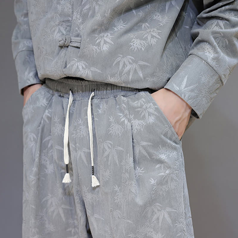 Set di 2 giacche e pantaloni a maniche lunghe in velluto a coste di cotone con bottoni a rana, da uomo, invernali, spessi, in bambù, con tasche, Buddha Stones - image 19