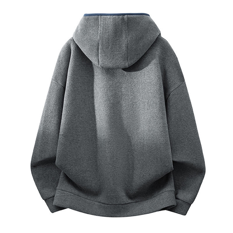 Felpa con cappuccio da uomo in cotone a maniche lunghe con fodera in pile, modello Buddha Stones, autunno inverno, con cerniera - image 1