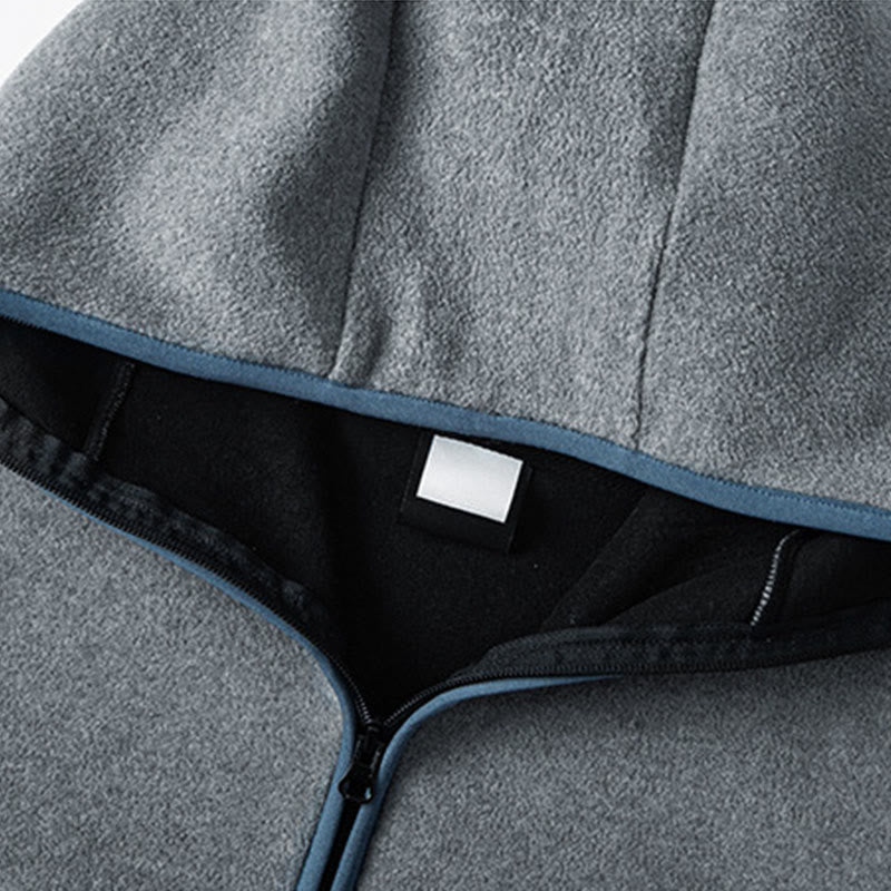 Felpa con cappuccio da uomo in cotone a maniche lunghe con fodera in pile, modello Buddha Stones, autunno inverno, con cerniera - image 2