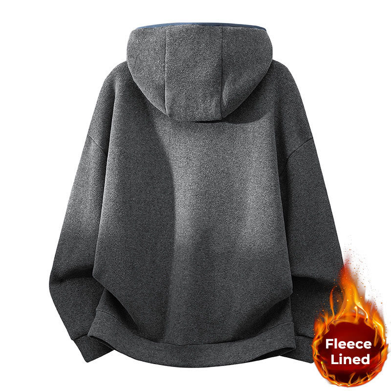 Felpa con cappuccio da uomo in cotone a maniche lunghe con fodera in pile, modello Buddha Stones, autunno inverno, con cerniera - image 12