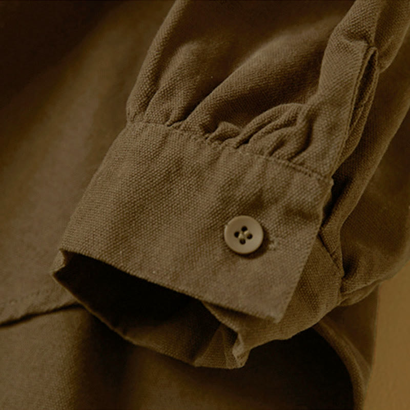 Camicia da donna in cotone a maniche lunghe con colletto rialzato e bottoni casual, motivo Buddha Stones - image 19