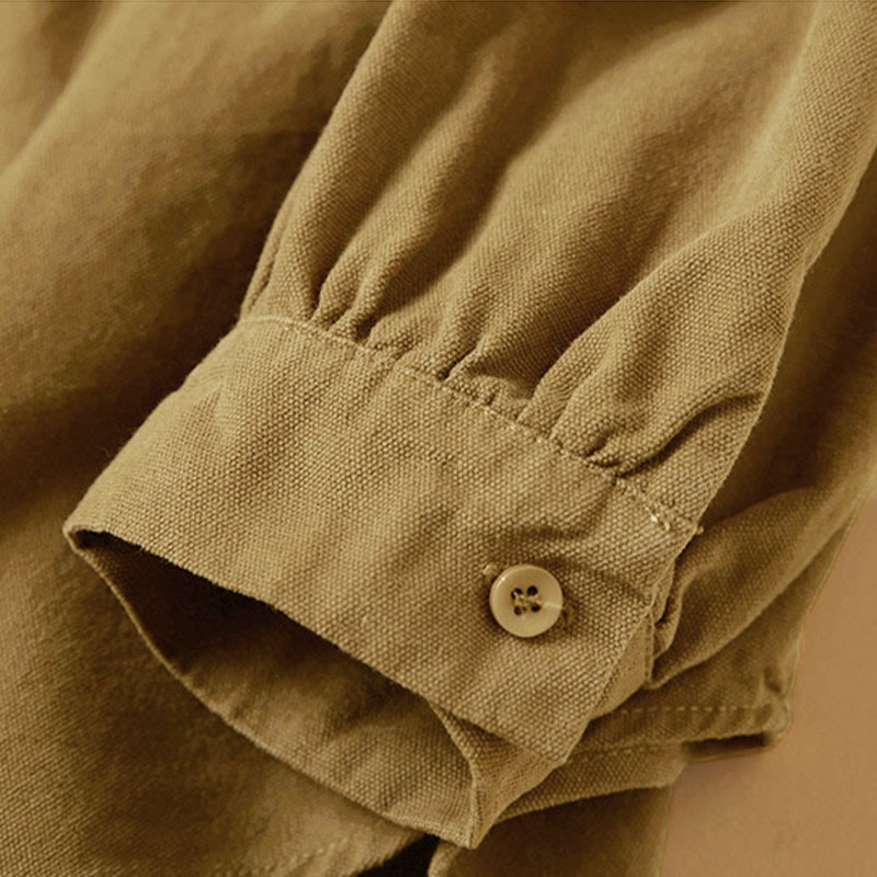 Camicia da donna in cotone a maniche lunghe con colletto rialzato e bottoni casual, motivo Buddha Stones - image 11