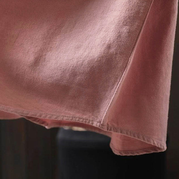 Camicia da donna in cotone a maniche lunghe con colletto rialzato e bottoni in tinta unita, Buddha Stones Fall - image 15