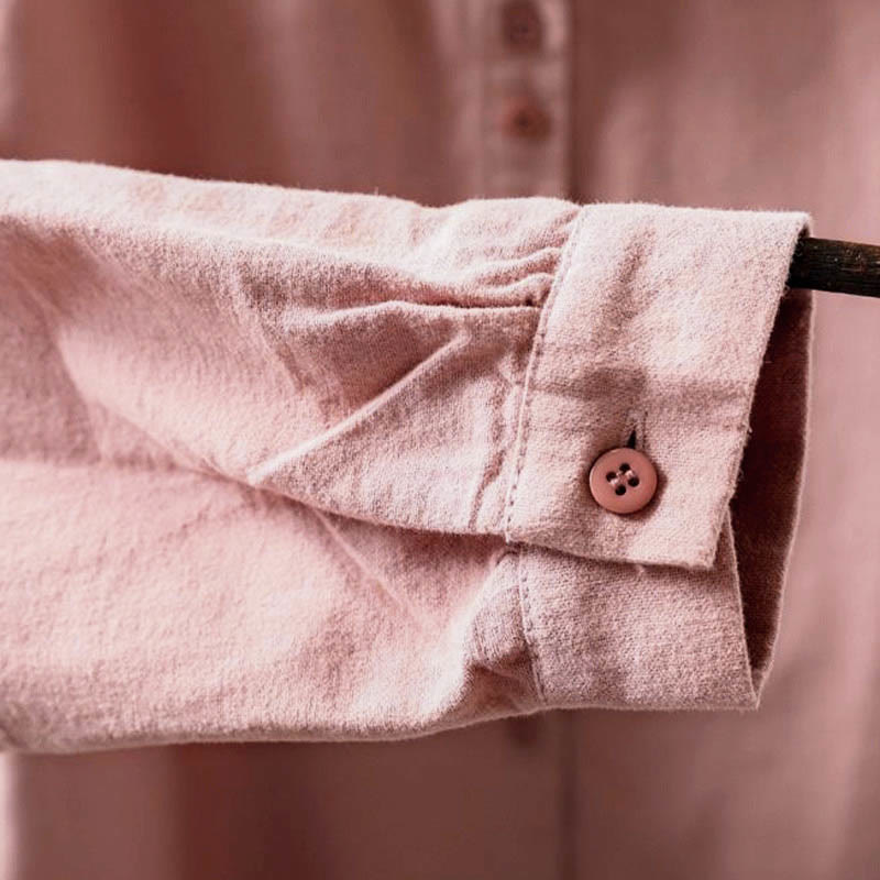 Camicia da donna in cotone a maniche lunghe con colletto rialzato e bottoni in tinta unita, Buddha Stones Fall - image 13