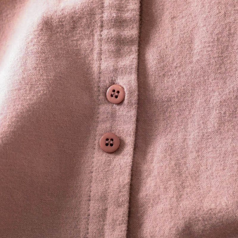 Camicia da donna in cotone a maniche lunghe con colletto rialzato e bottoni in tinta unita, Buddha Stones Fall - image 11