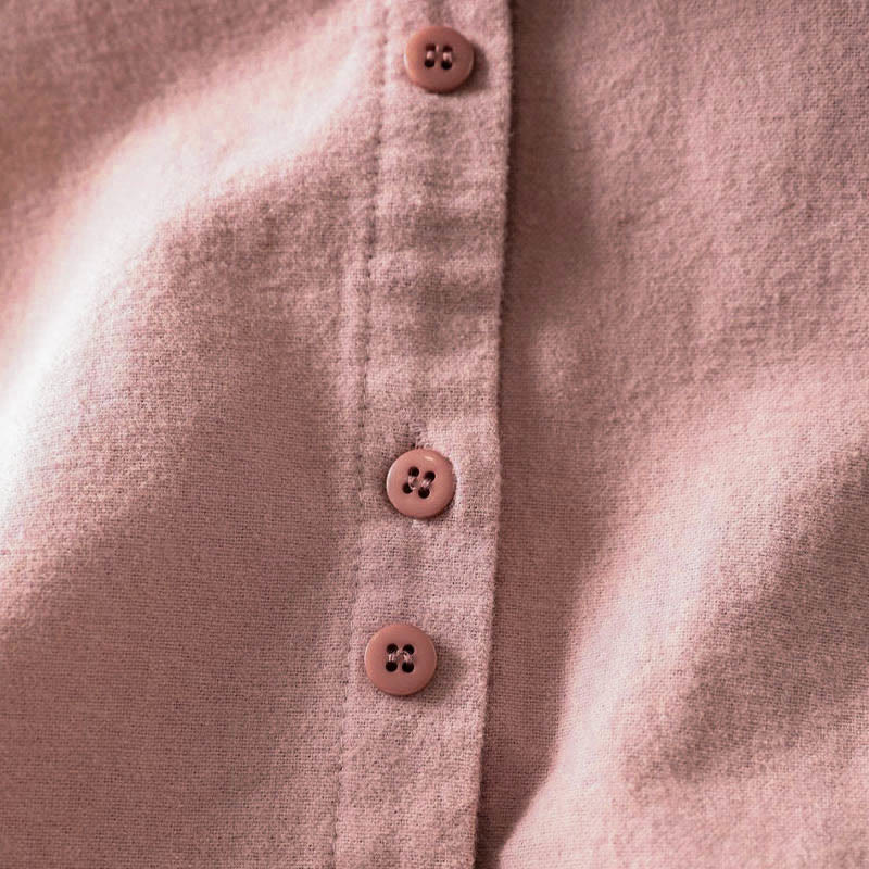 Camicia da donna in cotone a maniche lunghe con colletto rialzato e bottoni in tinta unita, Buddha Stones Fall - image 10