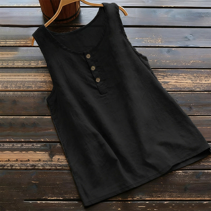 Gilet da donna estivo a tinta unita con colletto e bottoni, modello Buddha Stones. - Nero - US18, UK/AU22, EU50 (5XL) - image 0