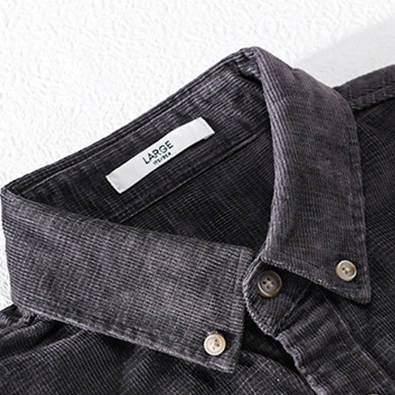 Giacca da uomo in velluto a coste casual con tasche, a maniche lunghe e tinta unita, in cotone spesso, con Buddha Stones - image 1