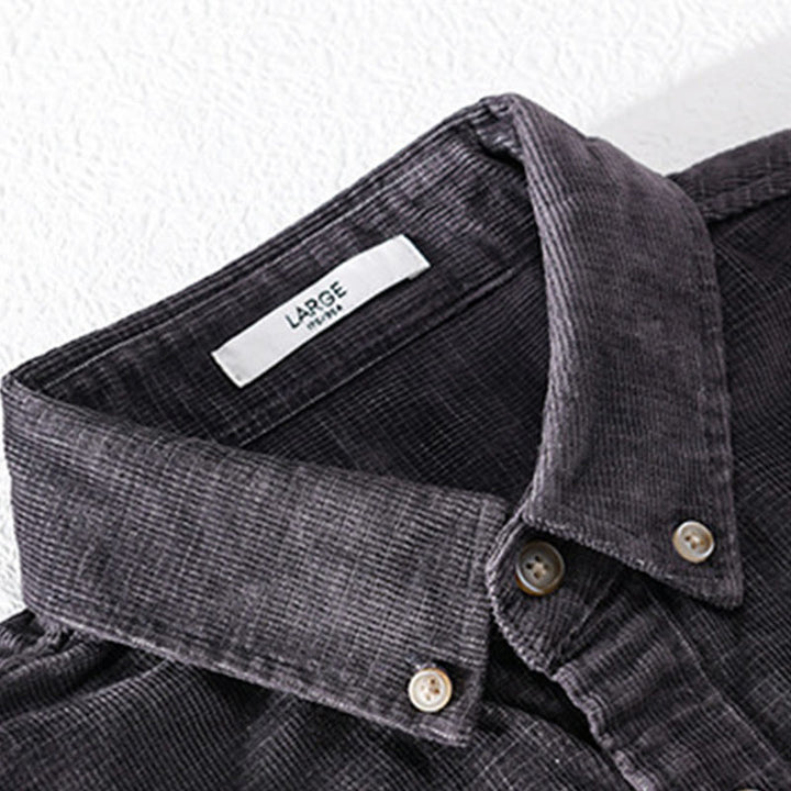 Giacca da uomo in velluto a coste casual con tasche, a maniche lunghe e tinta unita, in cotone spesso, con Buddha Stones - image 1