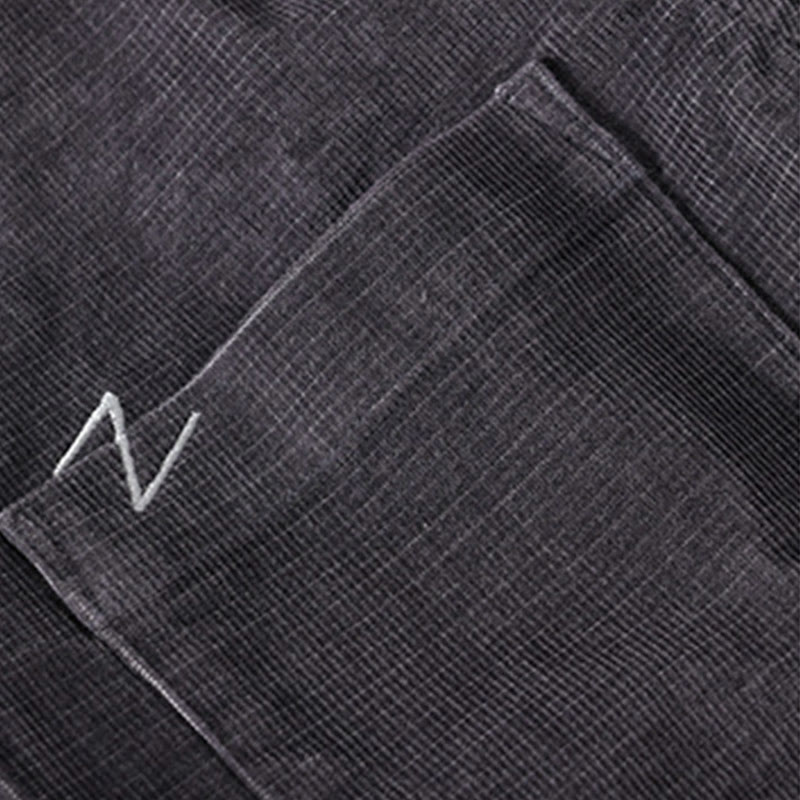 Giacca da uomo in velluto a coste casual con tasche, a maniche lunghe e tinta unita, in cotone spesso, con Buddha Stones - image 2