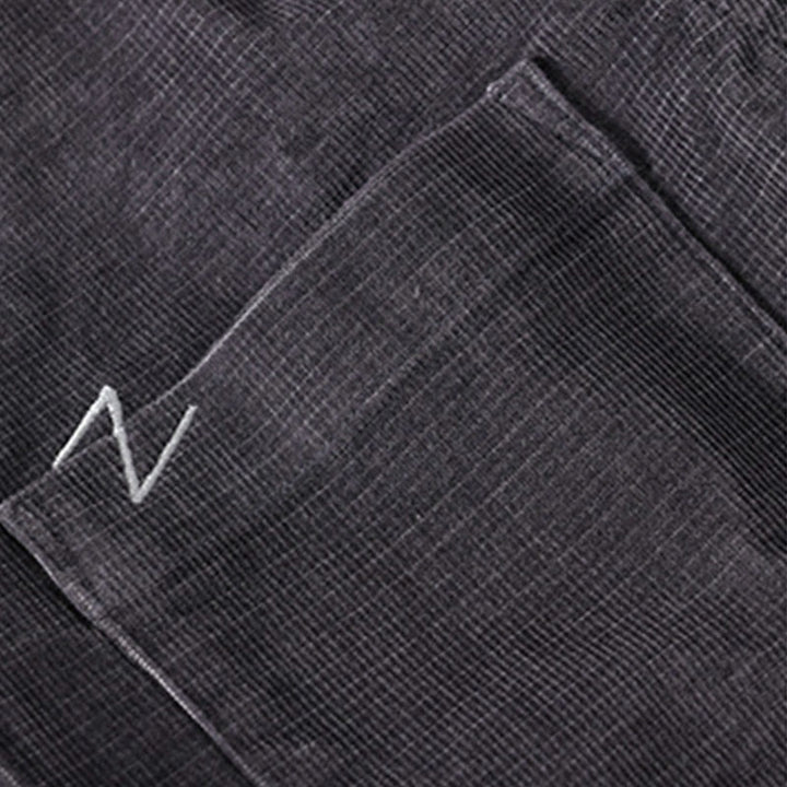 Giacca da uomo in velluto a coste casual con tasche, a maniche lunghe e tinta unita, in cotone spesso, con Buddha Stones - image 2