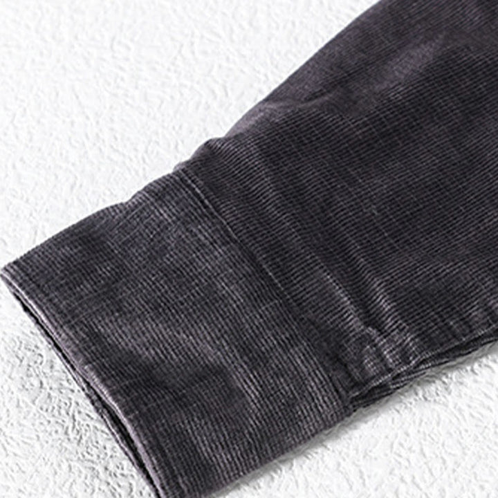 Giacca da uomo in velluto a coste casual con tasche, a maniche lunghe e tinta unita, in cotone spesso, con Buddha Stones - image 3