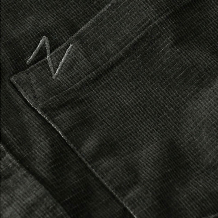 Giacca da uomo in velluto a coste casual con tasche, a maniche lunghe e tinta unita, in cotone spesso, con Buddha Stones - image 5