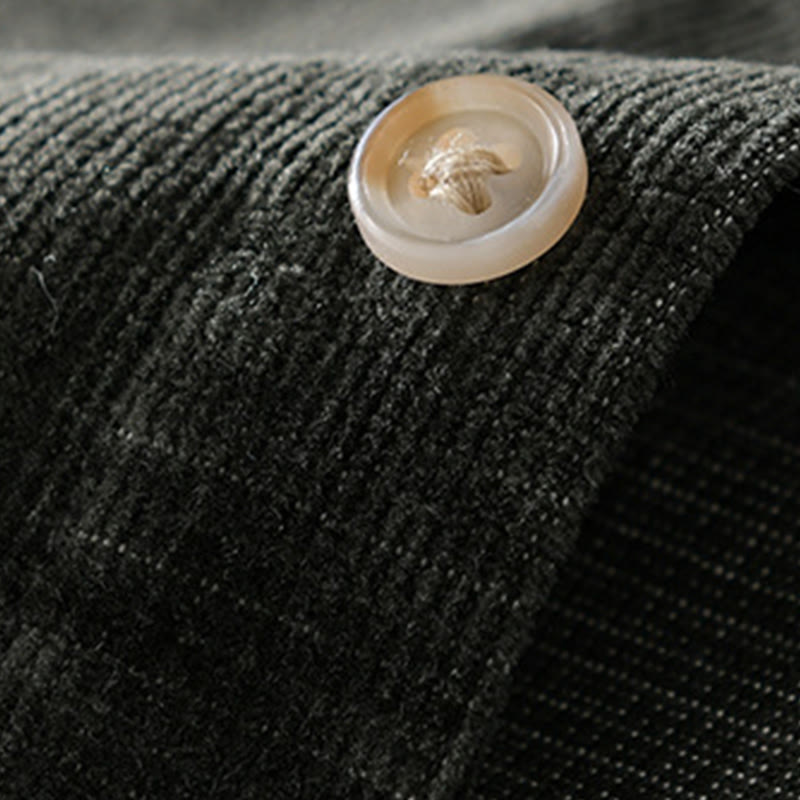 Giacca da uomo in velluto a coste casual con tasche, a maniche lunghe e tinta unita, in cotone spesso, con Buddha Stones - image 14