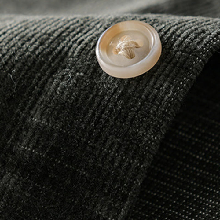 Giacca da uomo in velluto a coste casual con tasche, a maniche lunghe e tinta unita, in cotone spesso, con Buddha Stones - image 14