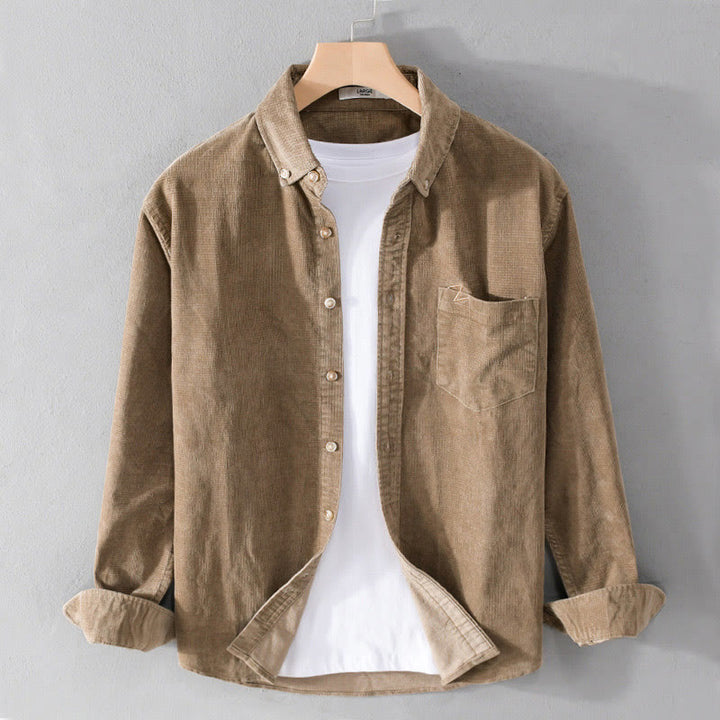 Giacca da uomo in velluto a coste casual con tasche, a maniche lunghe e tinta unita, in cotone spesso, con Buddha Stones - BurlyWood - US/UK/AU44, EU54 (4XL) - image 7