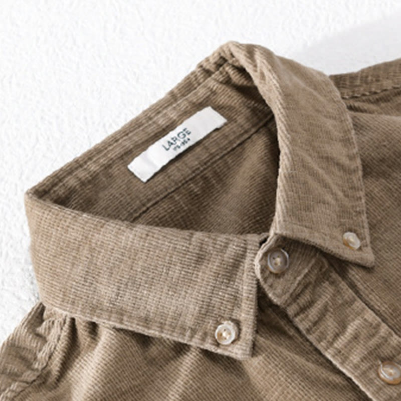 Giacca da uomo in velluto a coste casual con tasche, a maniche lunghe e tinta unita, in cotone spesso, con Buddha Stones - image 9