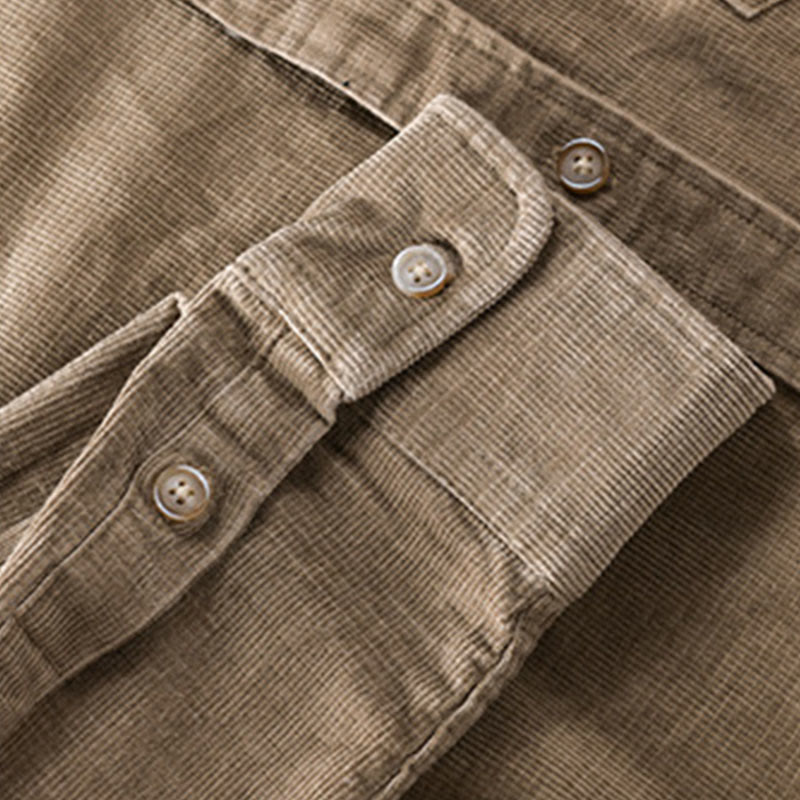 Giacca da uomo in velluto a coste casual con tasche, a maniche lunghe e tinta unita, in cotone spesso, con Buddha Stones - image 12