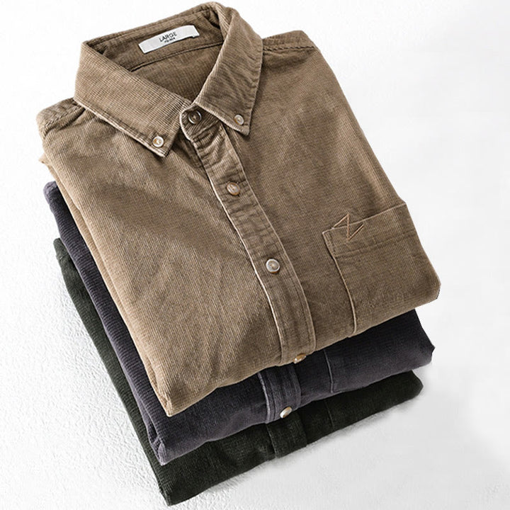 Giacca da uomo in velluto a coste casual con tasche, a maniche lunghe e tinta unita, in cotone spesso, con Buddha Stones - image 19