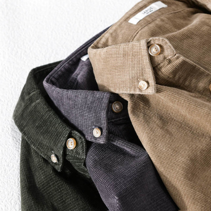 Giacca da uomo in velluto a coste casual con tasche, a maniche lunghe e tinta unita, in cotone spesso, con Buddha Stones - image 18