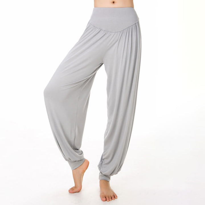 Pantaloni harem da yoga e danza in modal, tinta unita, Buddha Stones - Grigio chiaro - US12, UK/AU16, EU44 (3XL) - image 8
