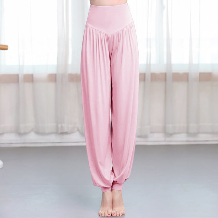 Pantaloni harem da yoga e danza in modal, tinta unita, Buddha Stones - Rosa chiaro - US12, UK/AU16, EU44 (3XL) - image 10
