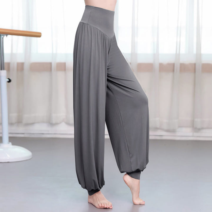 Pantaloni harem da yoga e danza in modal, tinta unita, Buddha Stones - Grigio scuro - US12, UK/AU16, EU44 (3XL) - image 13