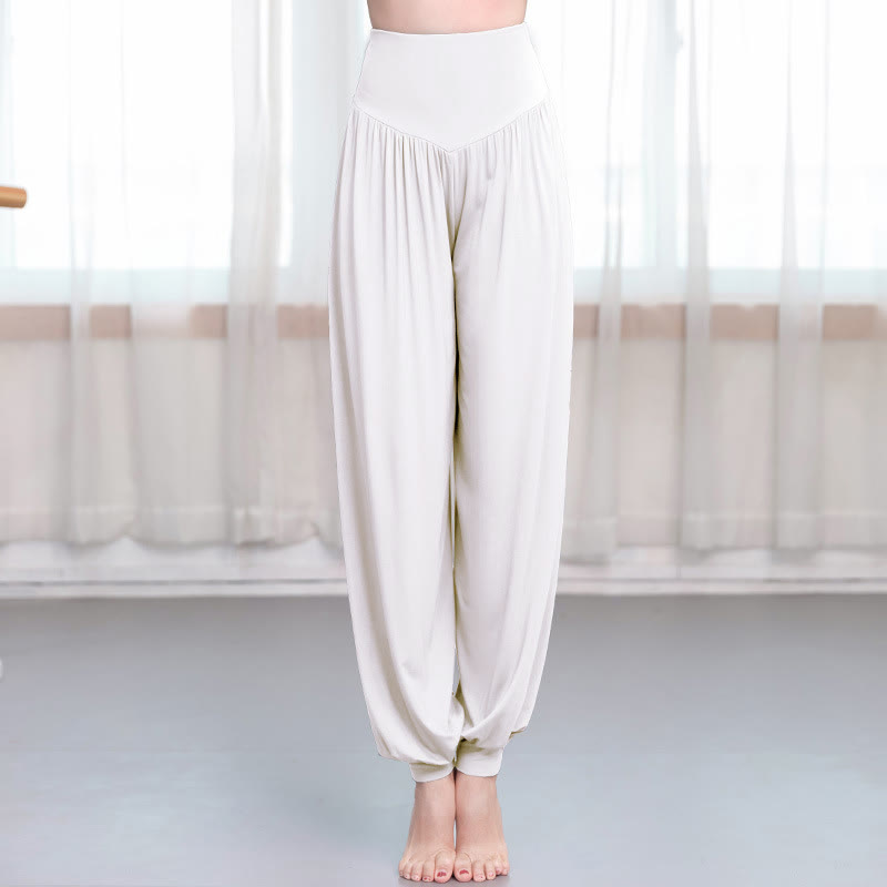 Pantaloni harem da yoga e danza in modal, tinta unita, Buddha Stones - Bianco - US12, UK/AU16, EU44 (3XL) - image 17