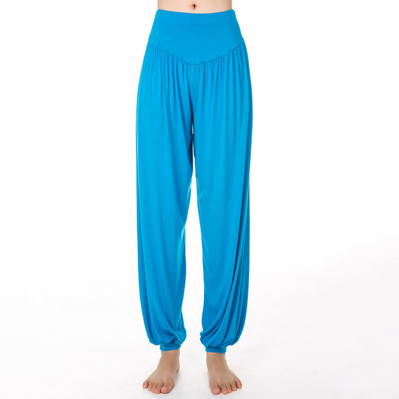 Pantaloni harem da yoga e danza in modal, tinta unita, Buddha Stones - Blu cielo profondo - US12, UK/AU16, EU44 (3XL) - image 19