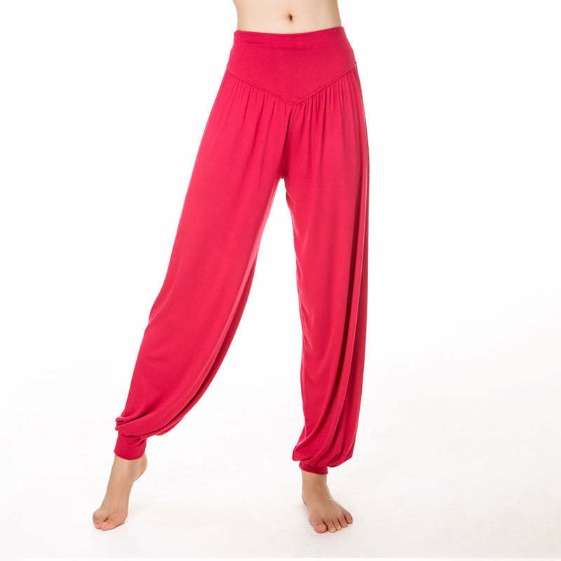 Pantaloni harem da yoga e danza in modal, tinta unita, Buddha Stones - Pomodoro - US12, UK/AU16, EU44 (3XL) - image 22